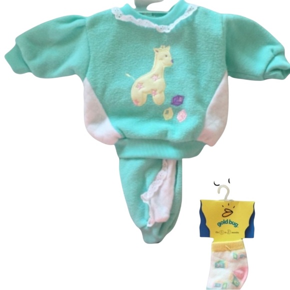 SMALL STEPS Pants and Top Set Giraffe Pastel Green White Size 3 - 6 Months NWT - Picture 1 of 11